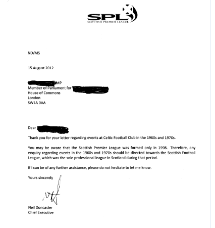 Neil Doncaster letter SPL